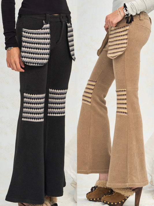 The most comfortable autumn-winter pants!! Two-color stretchy multi-color low-rise flared pants