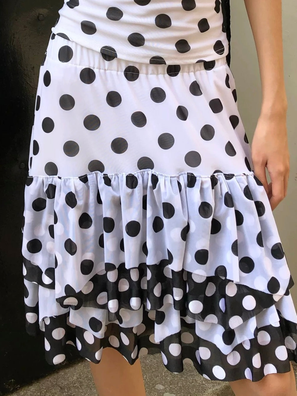 Black and white polka dot set - top+ skirt