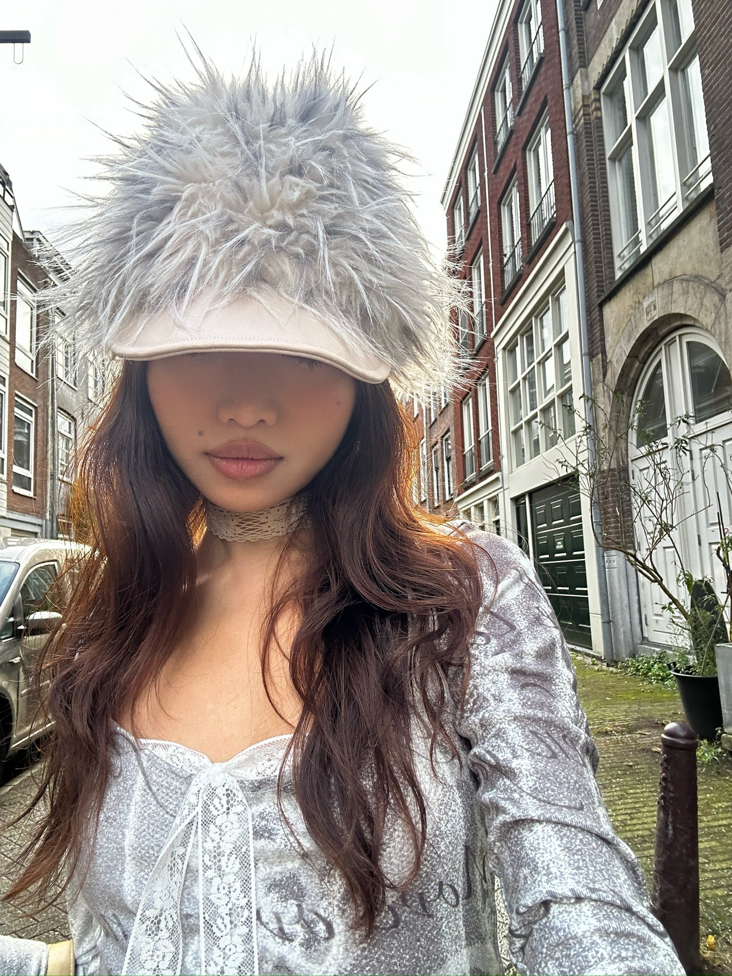 Furry light khaki warm autumn/winter knight hat