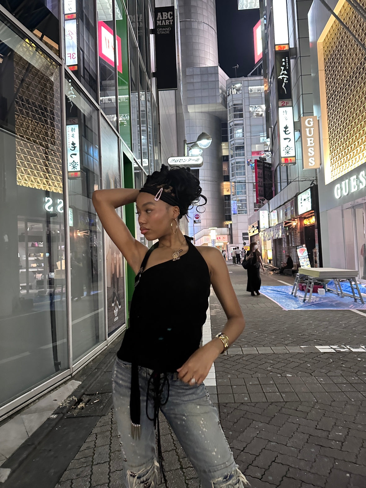 Asymmetrical Black Velvet Top