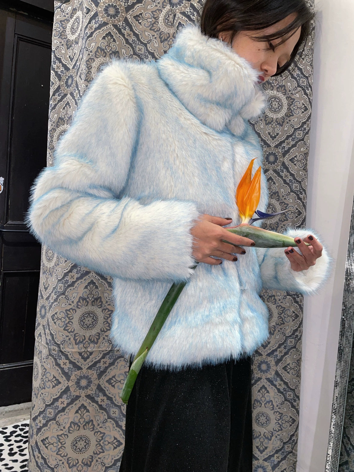 Warm Blue-white Furry Coat